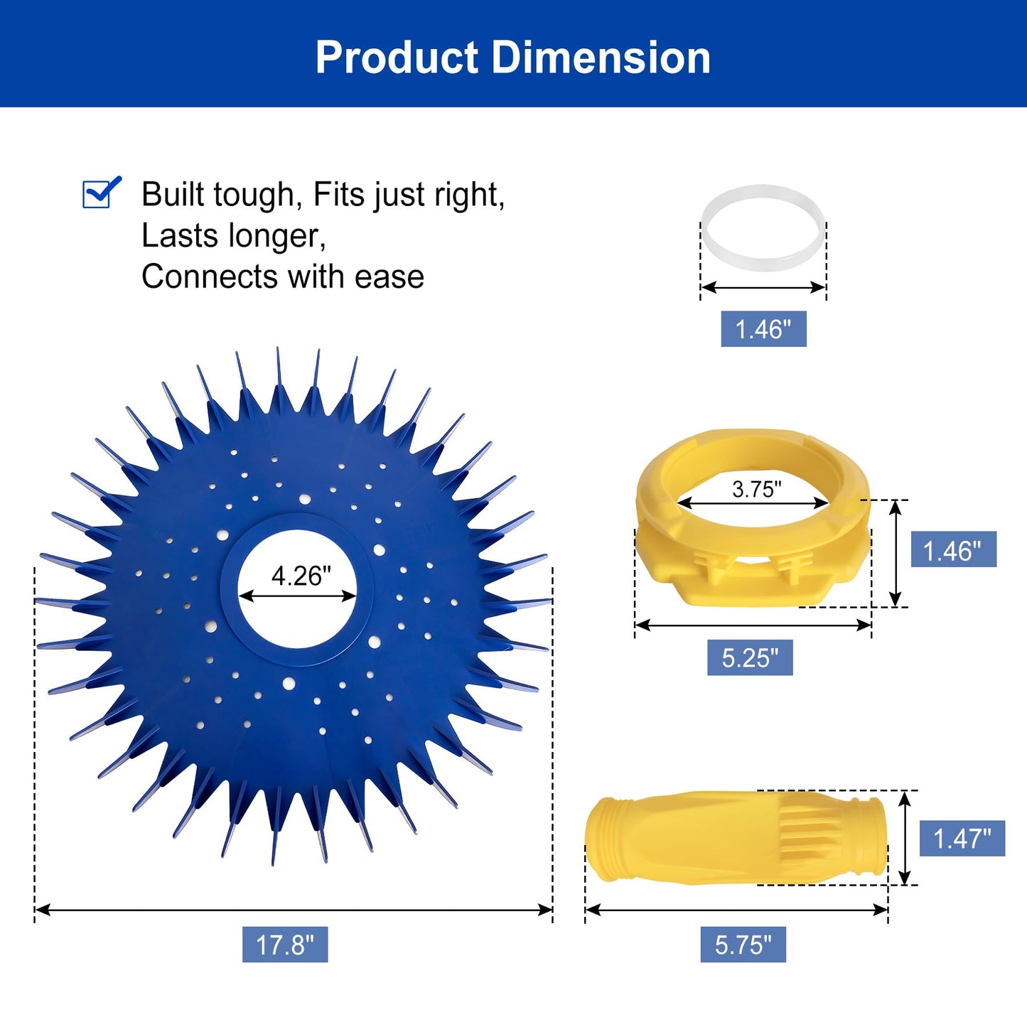 4 Pieces Pool Cleaner Replacements Include W70329 Finned Seal Disc Skirt & W69698 Pool Cleaner Diaphragms & W70327 Foot Pad Compatible with Zodiac Baracuda G2 G3 G4, Replace W72855 W69721 W46666