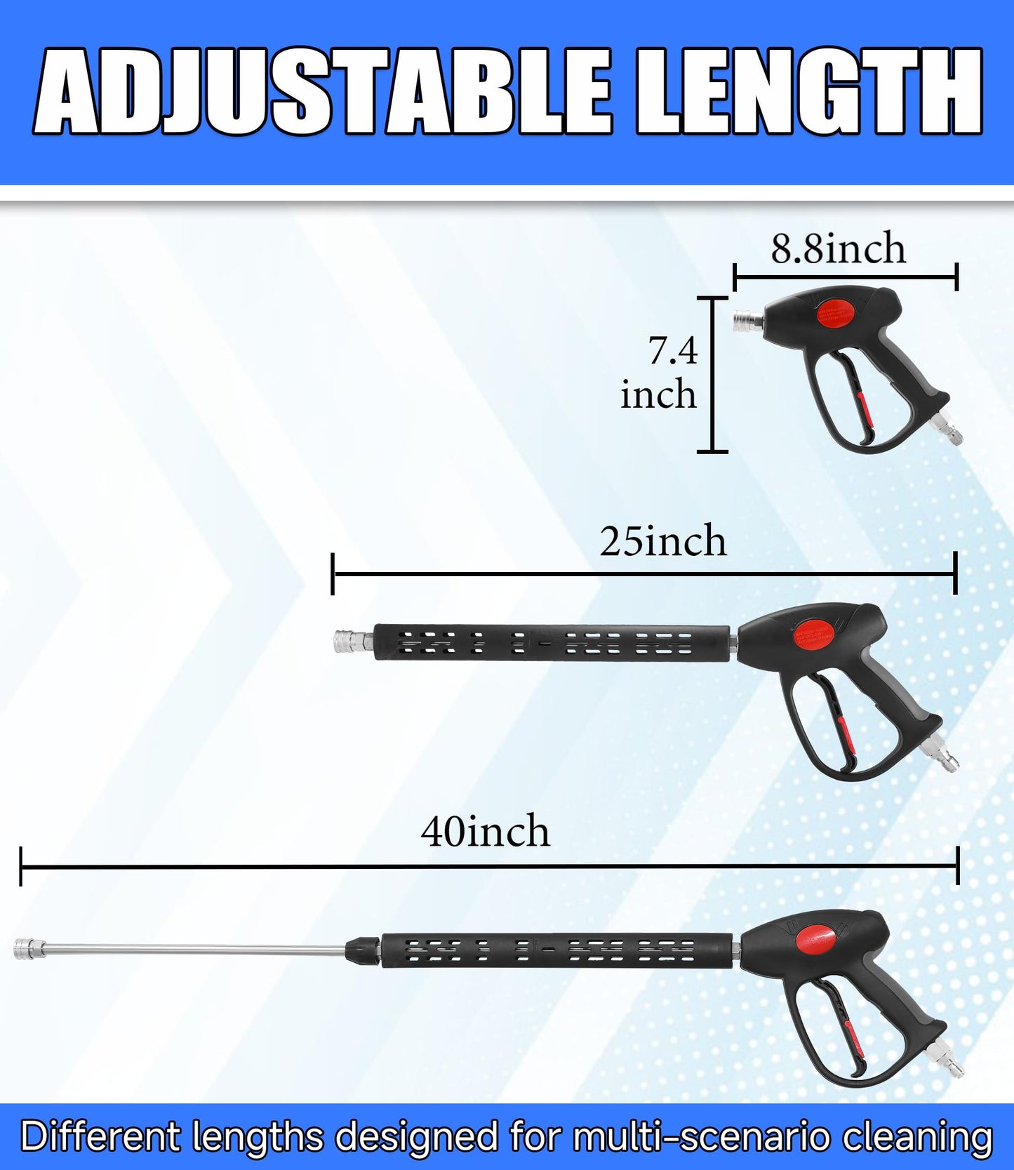 M MINGLE Swivel Pressure Washer Gun, 40 Inch Power Washer Wand with 3/8" Quick Connect, 4000 PSI High Pressure Spray Gun for Car Wash, 5 Nozzle Tips