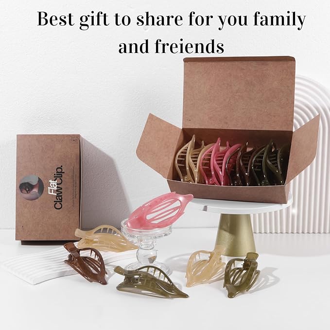 8 Pack Jelly Style Flat Hair Clips – Translucent Claw Clips in Pink, Brown, Beige, Green, Cute Matte Hair Accessories for Girls & Teens, Kawaii Y2K Styling Barrettes for Summer