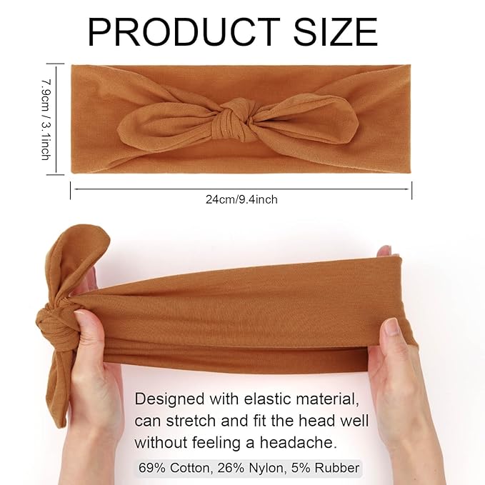 DRESHOW 8 Pack Headbands for Women Bow Knotted Hair Band Facial Cloth Rabbit Ears Running Sport Elastic Hair Wrap