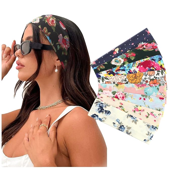 DRESHOW 8 Pack Sports Headbands for Women Non-Slip Stretchy Fashion Hairband Curly Hair Headband Soft Hair Accessories for Daily Wear Workout Yoga Running
