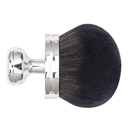 Blend & Blur Extra Large Body Makeup Brush for Self Tanner,Leg Makeup & Bronzer Self Tan Applicator, 3.2inch Wide Round Head Kabuki Brush For Application with Drawstring Bag (Silver - Black)