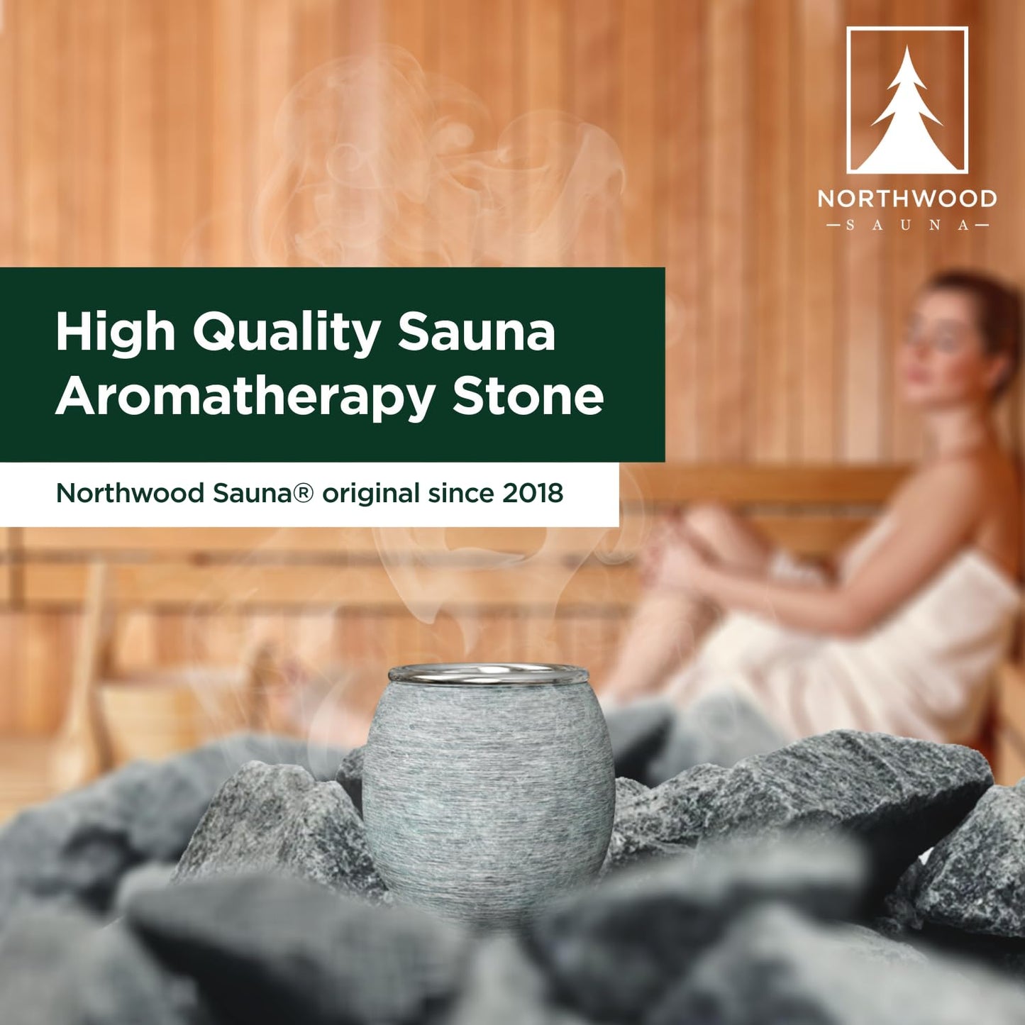 Northwood Sauna - Sauna Aromatherapy Stone Cup - Essential Oil Diffuser - Natural Rock with Stainless Steel Bowl