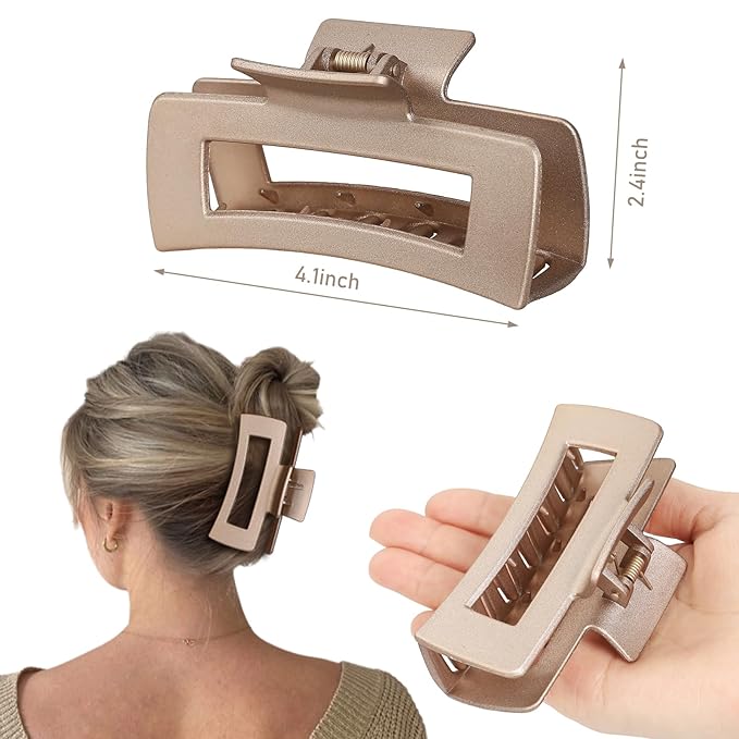 4.1 Inch Hair Clips - 8 Pcs Square Jaw Clips for Thick and Thin Hair, Rectangular Hair Accessories for Women and Girls(Metallic Color)