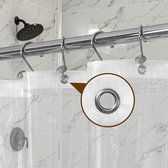 Barossa Design Short Shower Curtain Liner 60 Inch Length with 3 Magnets - Waterproof Short PEVA Plastic Shower Liner for Bathroom, PVC Free, Metal Grommets, Clear, 70x60