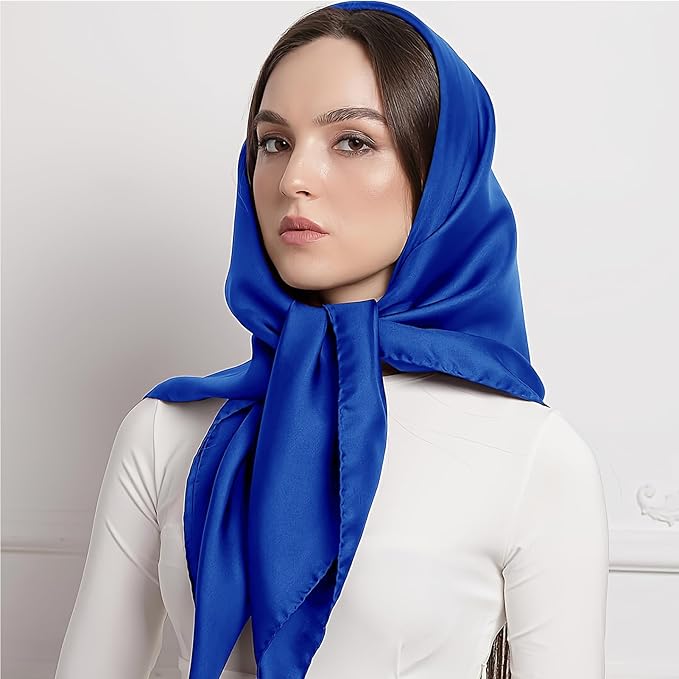 vimate 35" Square Silk Like Head Scarf - Women's Fashion Satin Scarf Bandana for Hair Wrapping at Night.