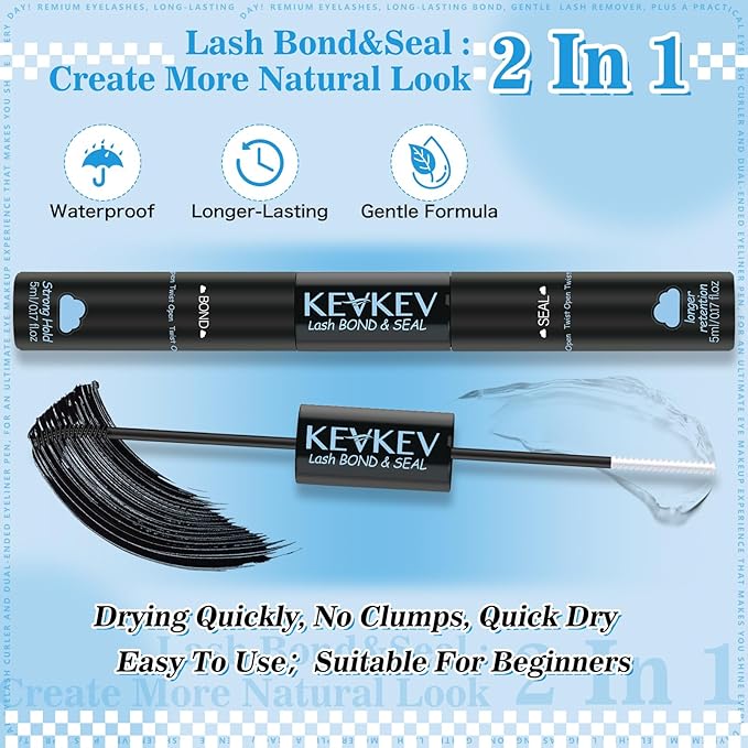 KEVKEV Wispy Lash Clusters Kit Ultra-thin Band Natural Eyelash Clusters 8-16mm Lash Extension Kit Mix Length Clear Band Natural Look Cluster Eyelash Extensions With Lash Bond Lash Tweezers (Wispy06)