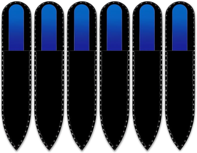Mont Bleu Rainbow Crystal Nail File in Black Pouch - Small/Purse Size - Czech Tempered Glass - Handmade in Bohemia (Czech Republic)