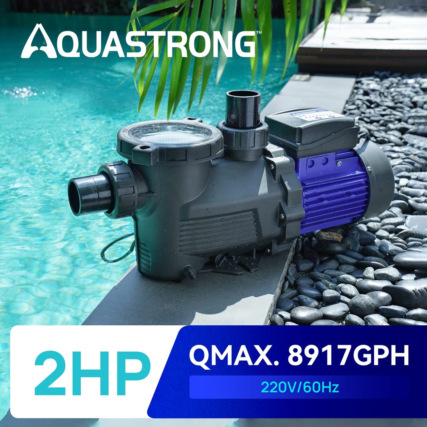 Aquastrong In/Above Ground Pool Pump High Flow Self Primming Swimming Pool Pump,Satin Black
