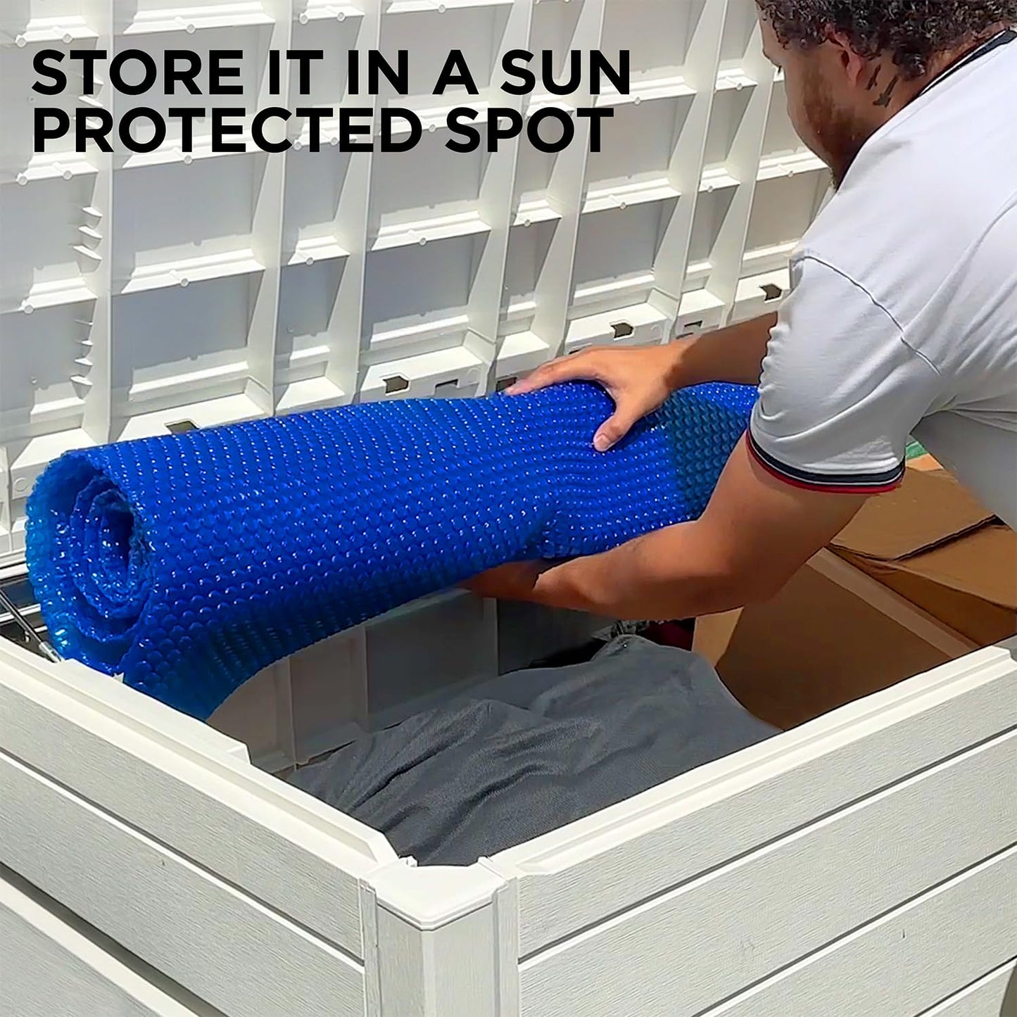 12' x 20' Oval Solar Cover for Inground and Above Ground Pools, 12 Mil - Premium Heavy Duty Solar Blanket for Above Ground Pool, Blue - Made in USA