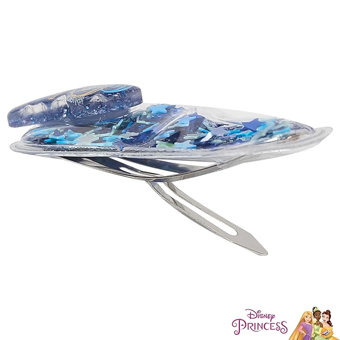 LUV HER Licensed Hair Accessories For Girls, 6pc Cute Magical Confetti Hair Clips with Favorite Disney Princess Character Charms, Ages 3+