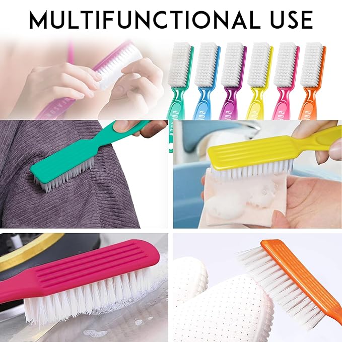 HOFASON 6 Pack Nail Brush for Cleaning Fingernails, Nail Brush Handle Grip Brush for Nail and Toenail Foot, Nail Dust Brush Manicure Pedicure Tools Scrubbing Brush Women Men Home Salon (Bright Colors)