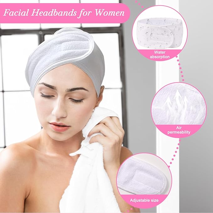 8 Pcs Esthetician Supplies for Facials 2 Facial Fan Mask Brushes 2 Purple Silicone Facial Bowls 2 Spa Facial Headband Velcro 2 Fluffy Fan Brushes Facial Applicator Brush with Long and Short Handle