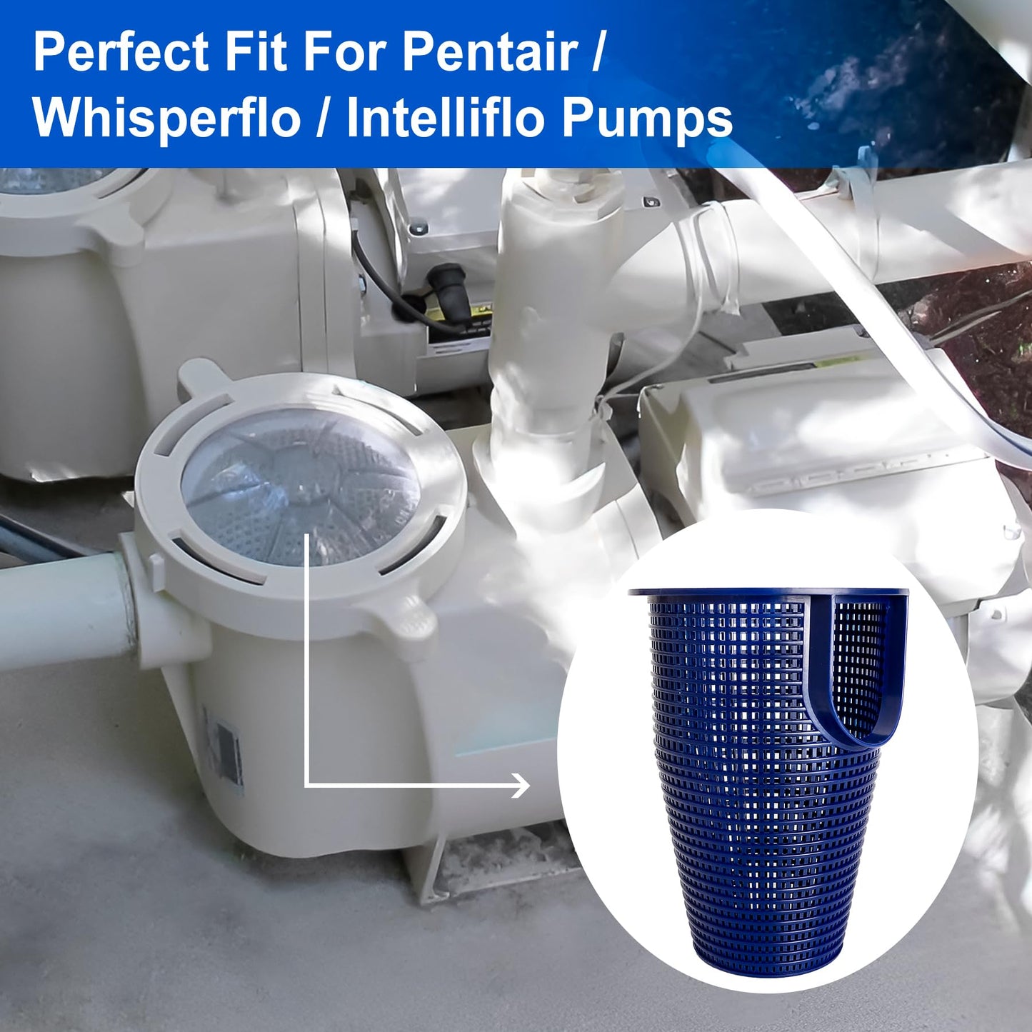 91110040 Pump Basket Replacement for Pentair Whisperflo Intelliflo Pumps, Filter Basket Compatible with IntelliFlo VF VS+SVRS I1 Variable Speed Pump, WhisperFlo Pump Skimmer, Replace 070387, B-199