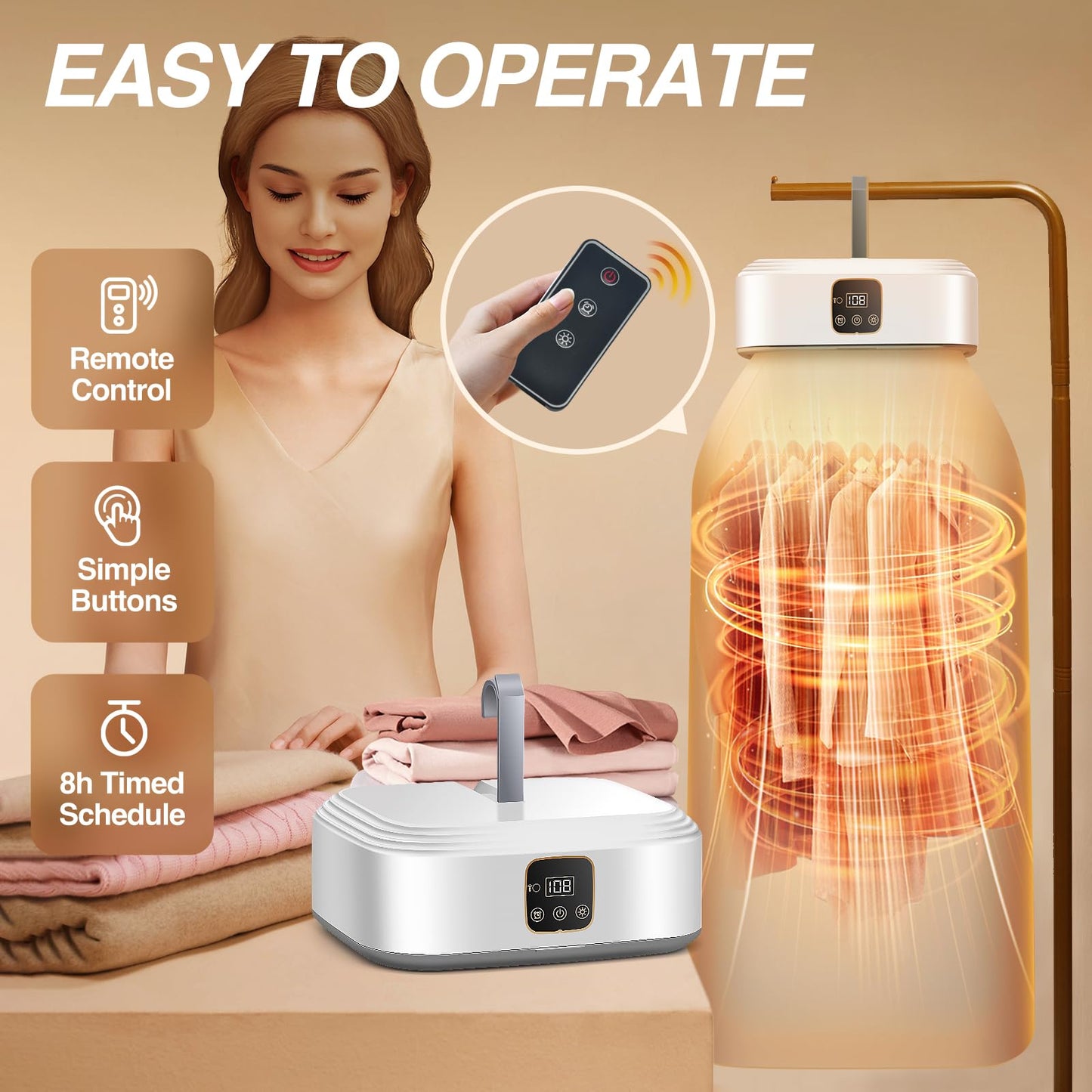 HavRixor Portable Clothes Dryer, Mini Dryers for Laundry, Small Foldable Electric Compact Drying Machine for Travel,RV, Home and Apartment, with Remote Control and Dry Bag