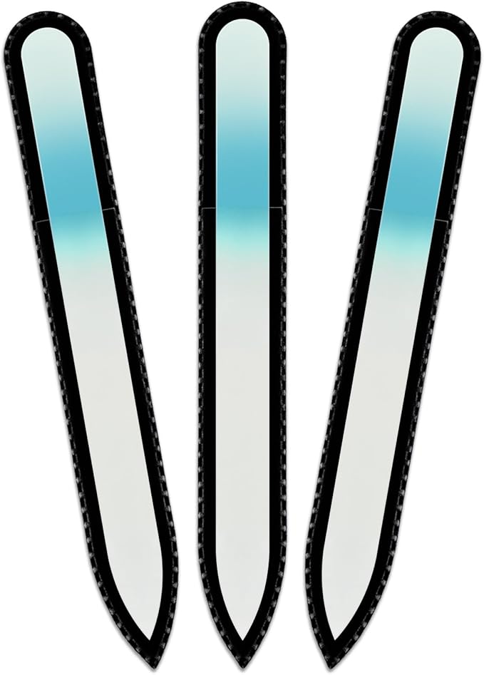 Mont Bleu Rainbow Glass Nail File - Czech Tempered Glass - Handmade in Bohemia-Czech Republic - Black Pouch - Manicure Nail Care