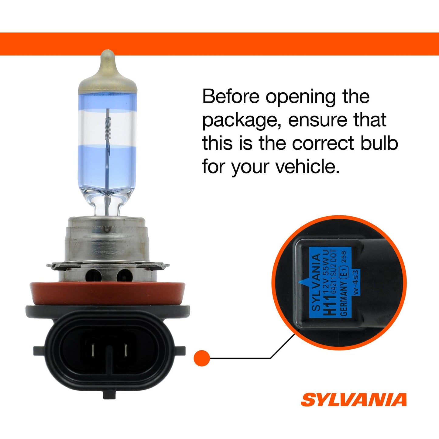 SYLVANIA - H11 SilverStar Ultra - High Performance Halogen Headlight Bulb, High Beam, Low Beam and Fog Replacement Bulb, Brightest Downroad with Whiter Light, Tri-Band Technology (Contains 2 Bulbs)