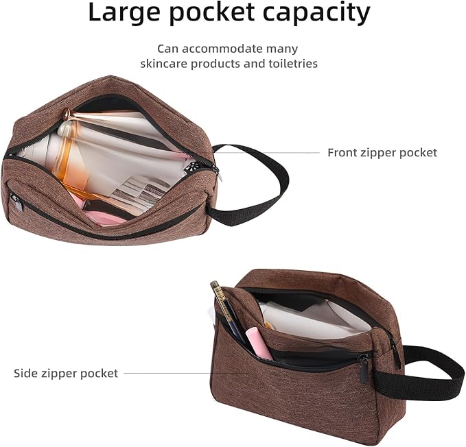 Travel Toiletry bag Toiletry bag for women men Hanging Cosmetic bag Travel accessories for Women Men (Brown)