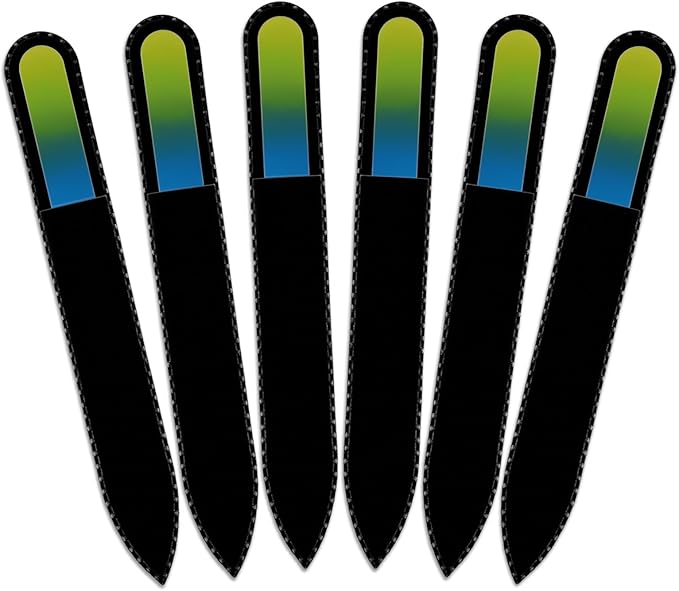 Mont Bleu Rainbow Crystal Nail File in Black Pouch - Czech Tempered Glass - Handmade in Bohemia (Czech Republic)