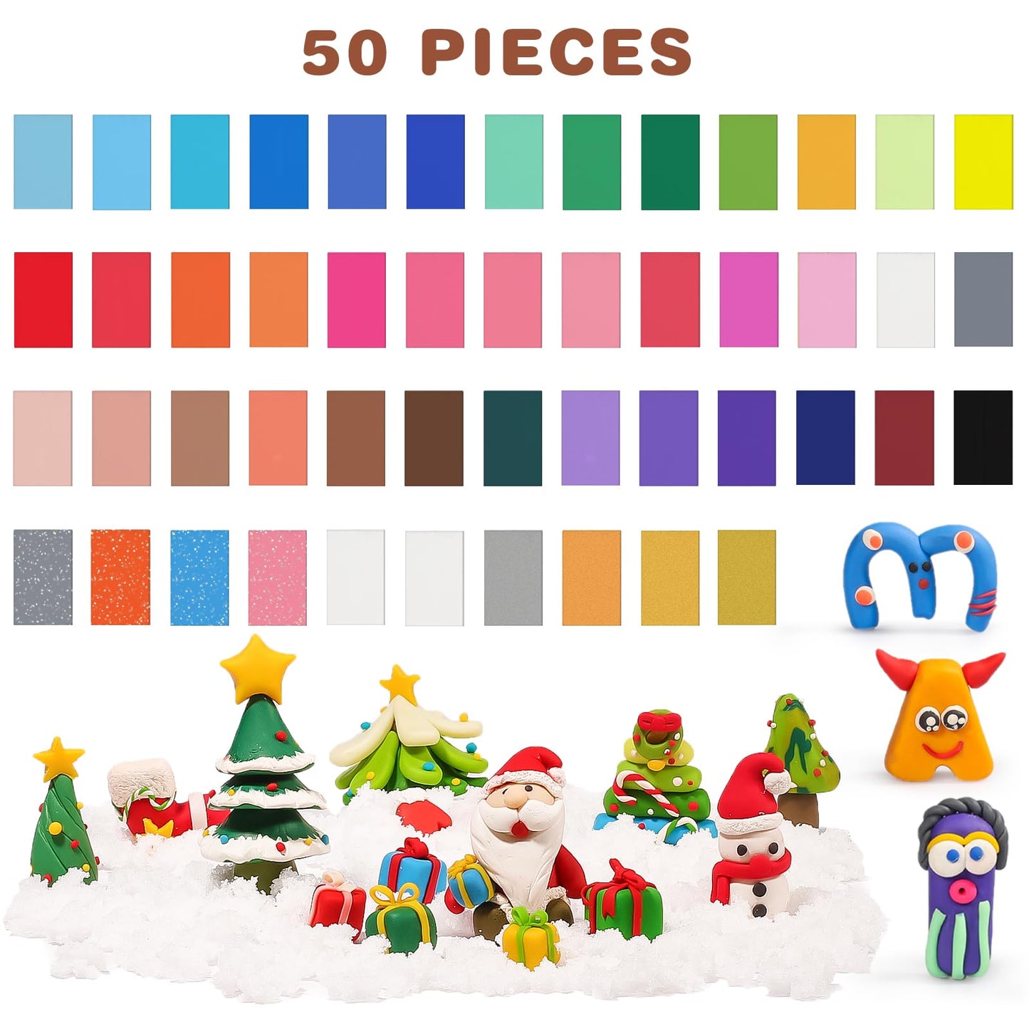 CiaraQ Polymer Clay Kit, Mini Modeling Clay Set for Kids/Beginners/Artist, 48 Colors