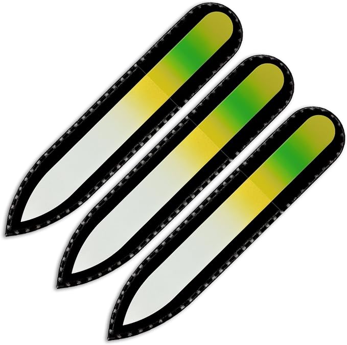 Mont Bleu Rainbow Crystal Nail File in Black Pouch - Small - Purse Size - Tempered Glass - Handmade in Czech Republic - Premium Glass File