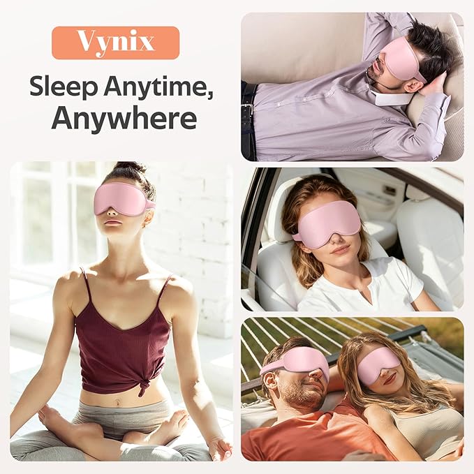 Sleep Mask for Women Men - 100% Blackout Eye Masks for Sleep - 3D Soft Sleeping Mask for Side Sleepers - Zero Pressure Lash Extensions Eye Cover Shade for Airplane Travel Essentials, Pink