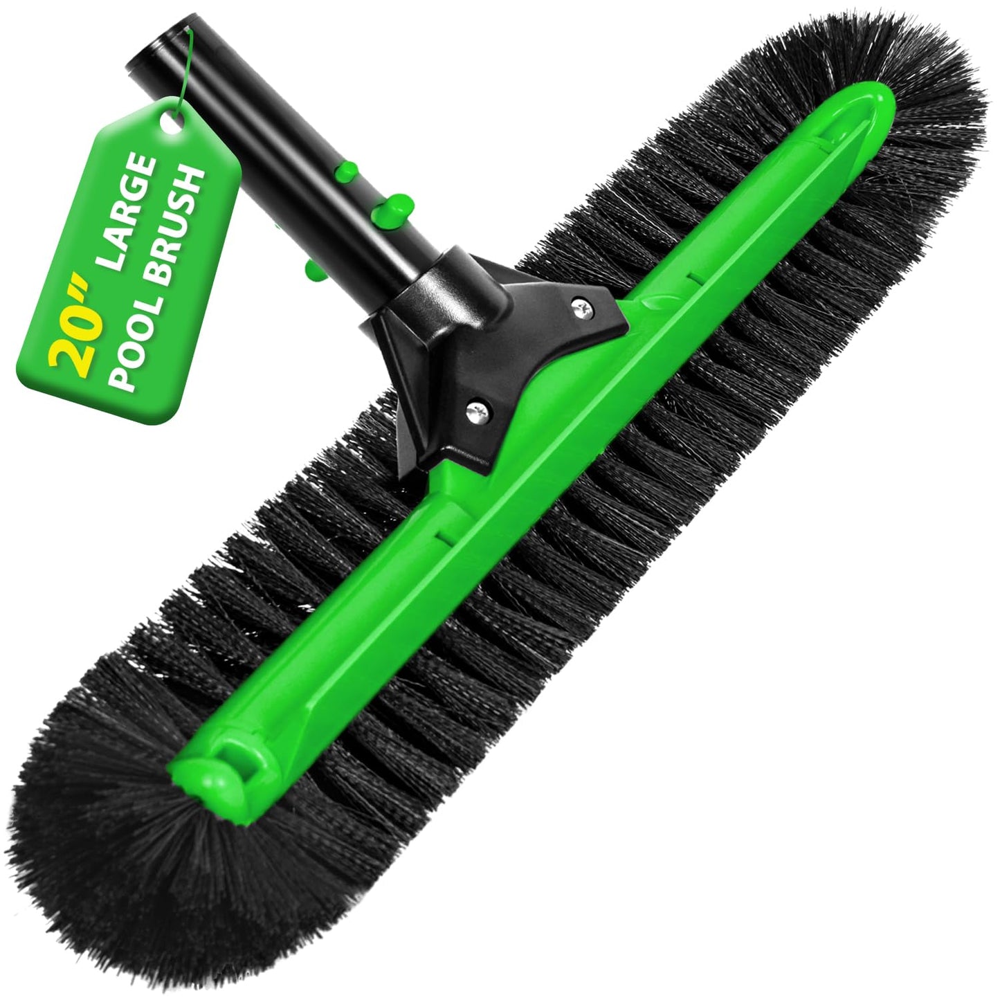 KGC 20" Wide Pool Brush Head, Heavy Duty Pool Scrub Brush with 12-Rows Soft Bristles, Inground/Above Ground Pool with Curved Ends, Clean Pool Wall, Floor, Step, Corner Faster, Safe for Vinyl Liner