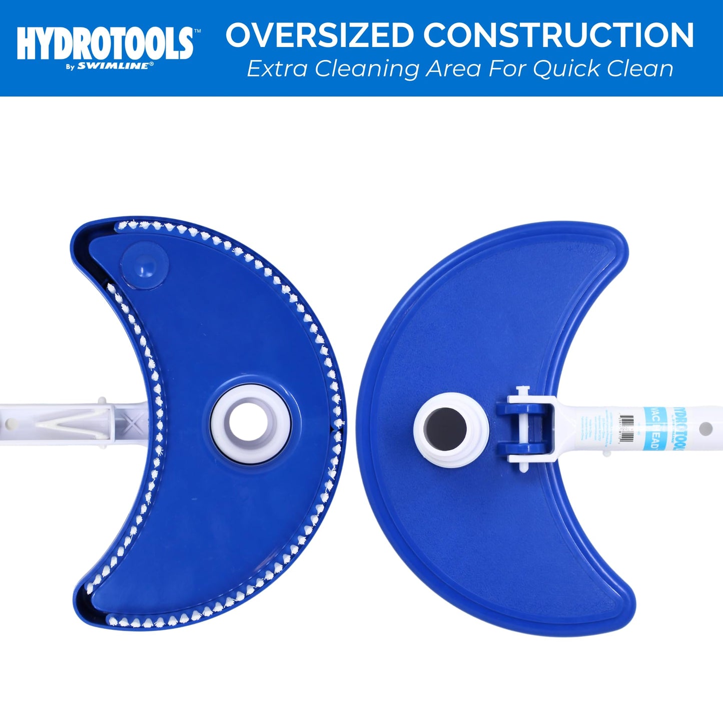 SWIMLINE HYDROTOOLS Manual Pool Vacuum Head Attachment For Inground & Above Ground Pools |Weighted Swimming Pool Vac Head Half Moon W/ Bristles| Swivel Hose 1-1/4 or 1-1/2’’| Clean Debris Corners