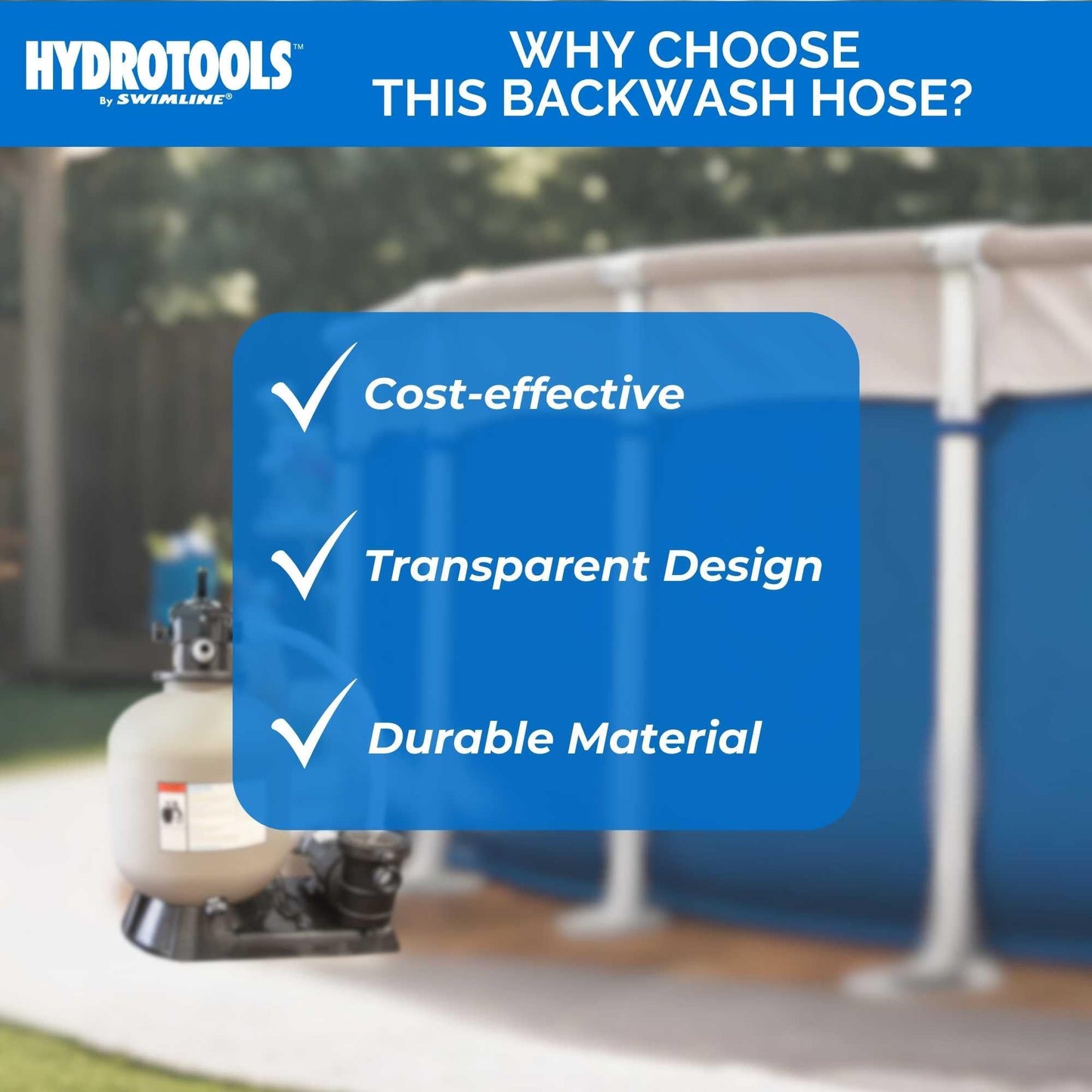 SWIMLINE HYDROTOOLS 8704 Economy Kink-Free PVC Backwash Hose 50' X 1.5" For Swimming Pools | Pool Hose | Heavy Duty | Chemical Resistant | Versatile | Kink Free | Lay Flat | UV Resistant | Drain Hose
