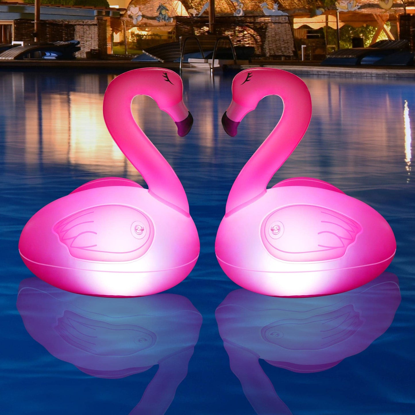 Toodour Floating Pool Lights, 2 Packs Solar Flamingo Pool Lights that Float, Waterproof Glow in The Dark Inflatable Solar Powered Flamingo Light for Swimming Pool, Party, Garden, Patio, Outdoor Decor