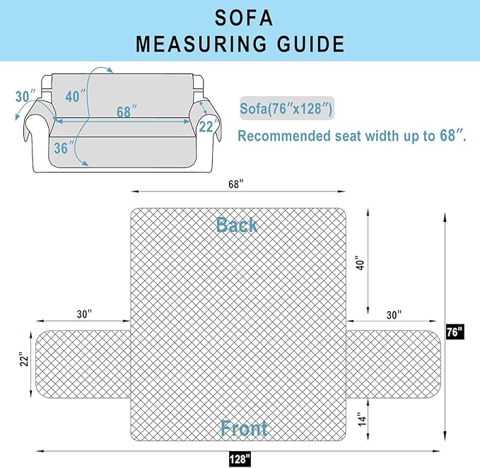 Reversible Sofa Covers Couch Cover Furniture Protector for Dogs Elastic Straps Water Resistant(Sofa,Greyish Green/Taupe)