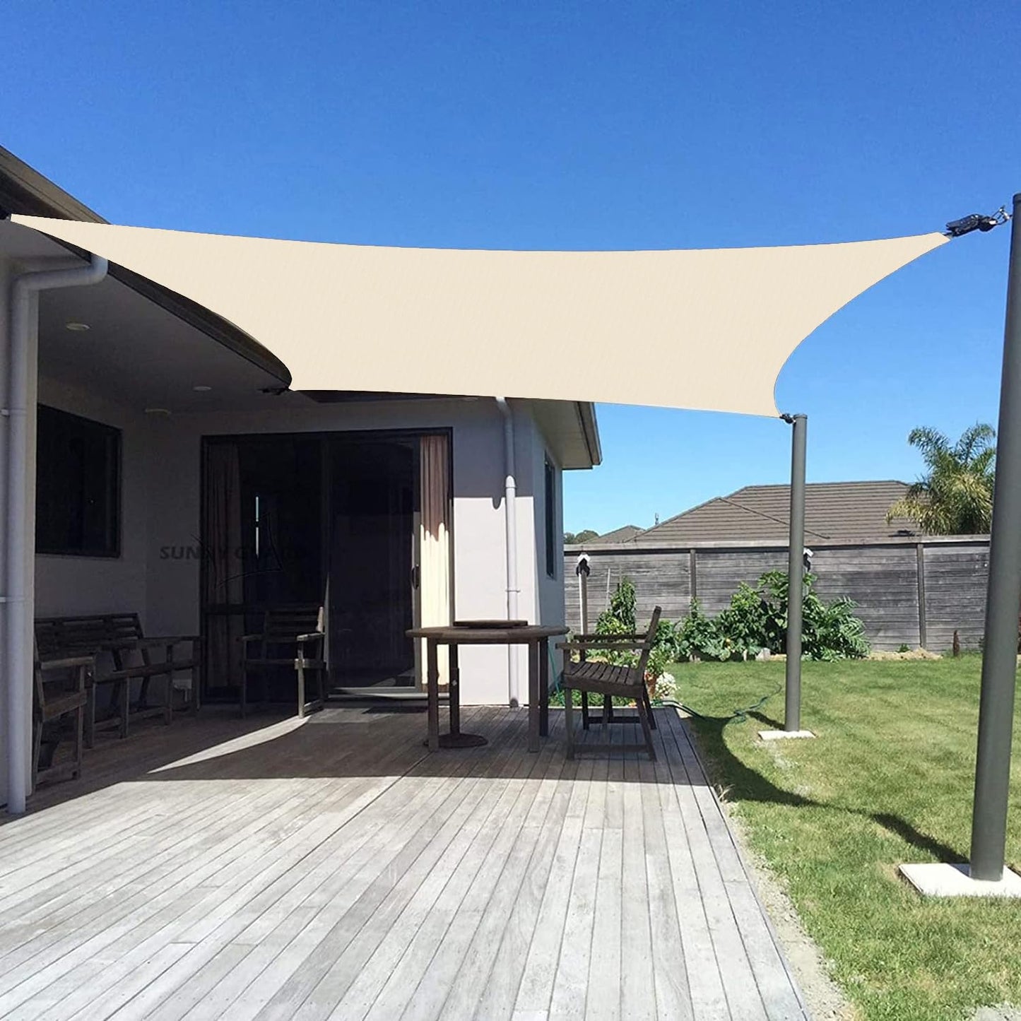 SUNNY GUARD Sun Shade Sail 10' x 10' Rectangle Butter Cream UV Block Sunshade for Backyard Yard Deck Patio Garden Outdoor Activities and Facility(We Make Custom Size)