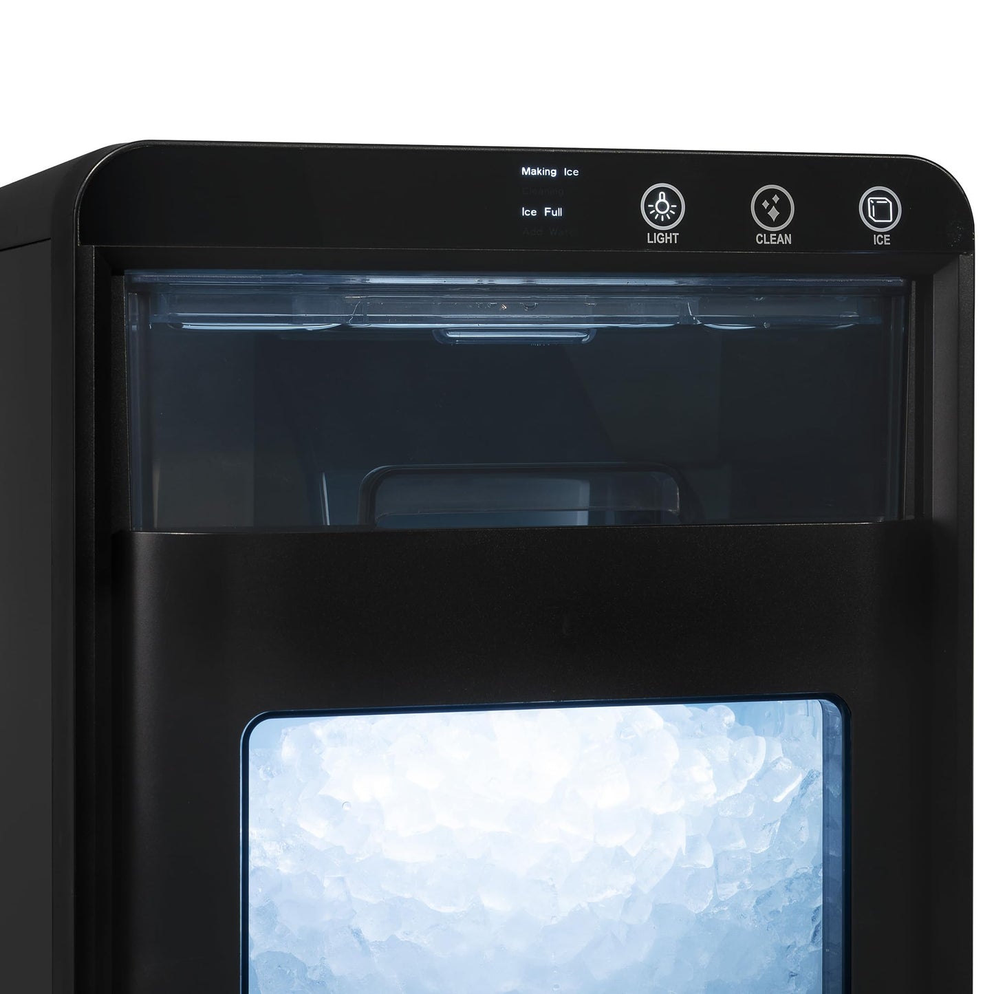 Nugget Ice Maker Countertop | 44 lbs/Day Pebble Ice Machine with Self-Cleaning | Soft Chewable Pebble & Sonic-Style Ice | Black Stainless Steel