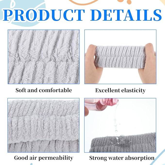 6 Pcs Face Wash Headband and Wristband Set Spa Headband and Wristbands Set Makeup Facial Face Wash Head Wrist Bands Soft Puffy Makeup Skin Care Facewashing Hair Band Accessories for Women