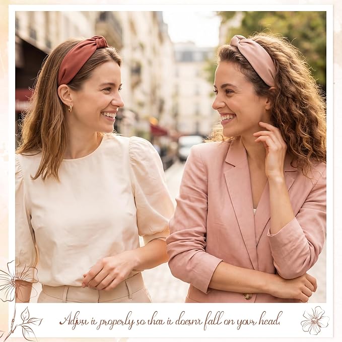 obeoby 8Pcs Headbands for Women, Fashion Knotted Headband Brown Series Wide Hairband Gifts for Mom Hair Accessories