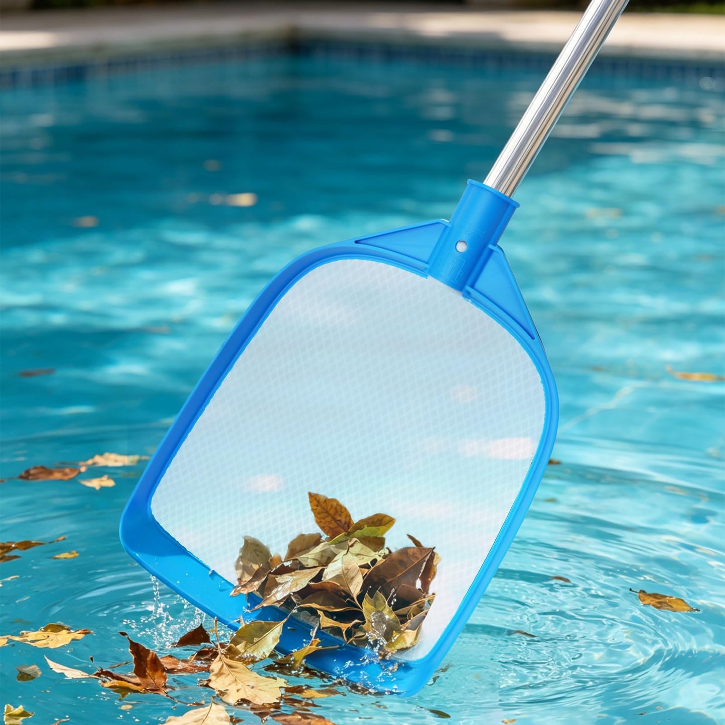 TidyMister Pool Leaf Skimmer Net Ultra Fine Mesh with Aluminum Poles 5 Sections 6 Feet Swimming Pool Cleaning Net Leaf Catcher for Above Ground Pools Inground Pools