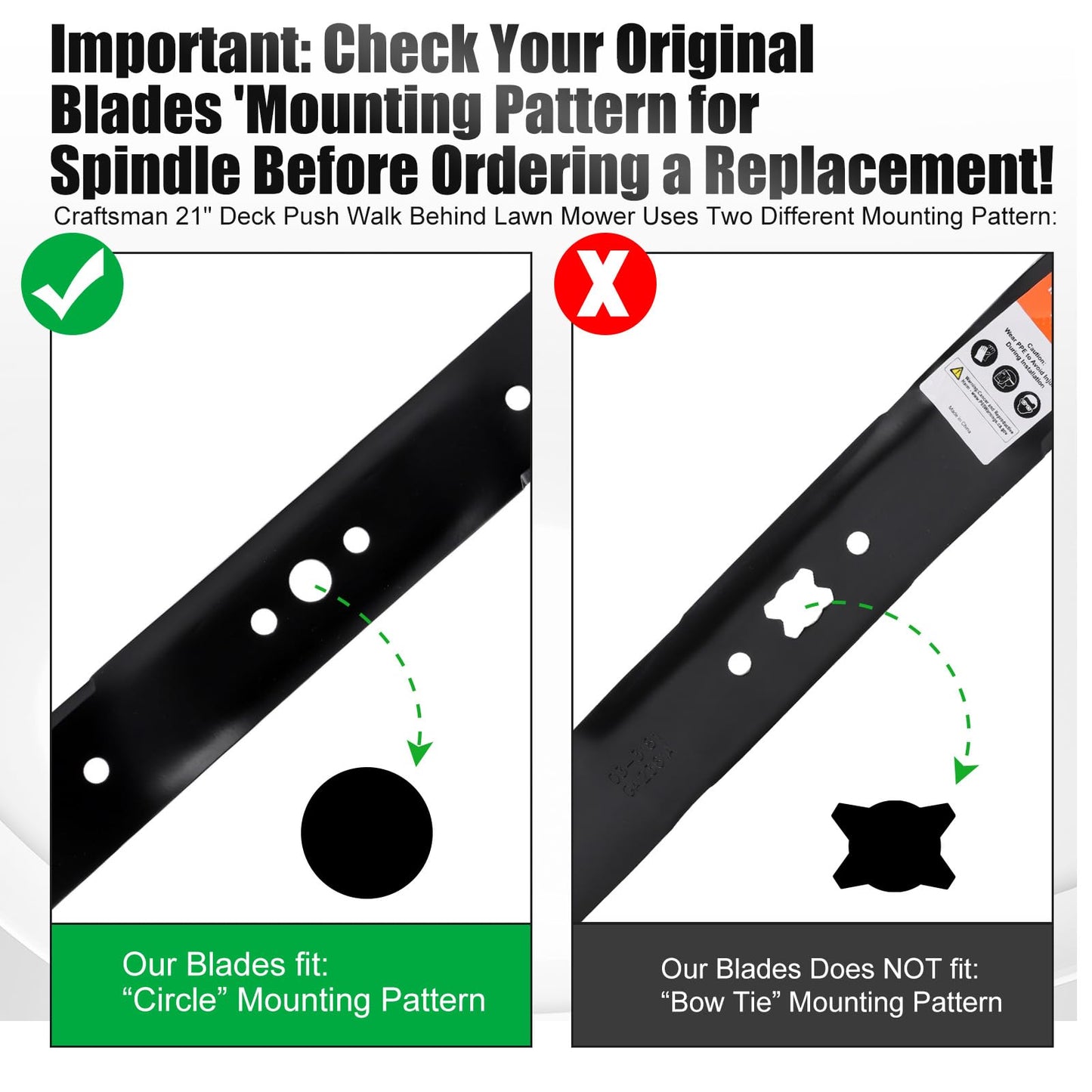 Grasscool 406712 532406712 Mower Mulching Blade with Circle Mounting Pattern for Craftsman Husqvarna 21 inch Deck Push Walk Behind Lawnmower Replace 165833 175064 189028 532189028