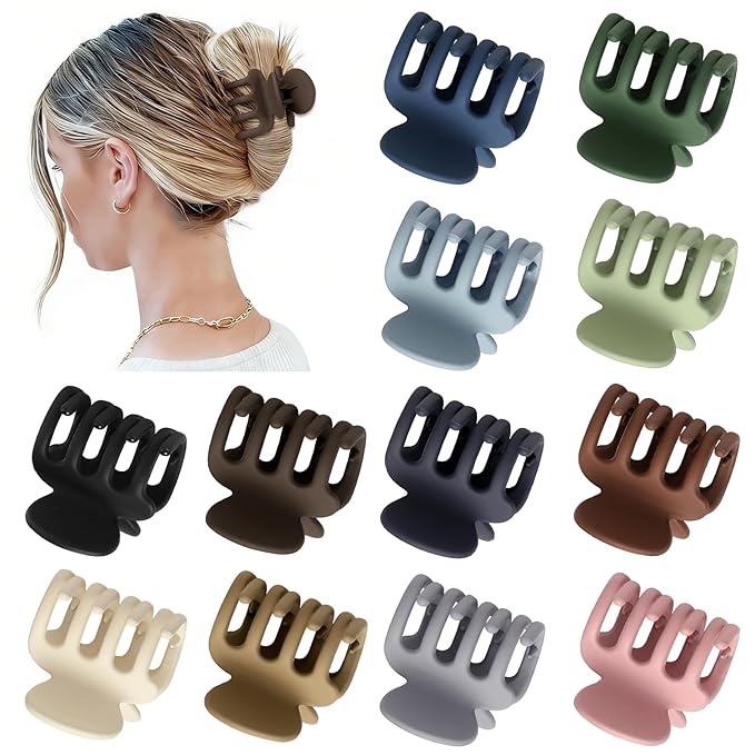 12Pcs Hair Clips for Women 1.8 Inch Small Claw Clips for Thin Hair Medium Hair Claw Clips for Thick Hair Accessories for Women Girls (Regular)