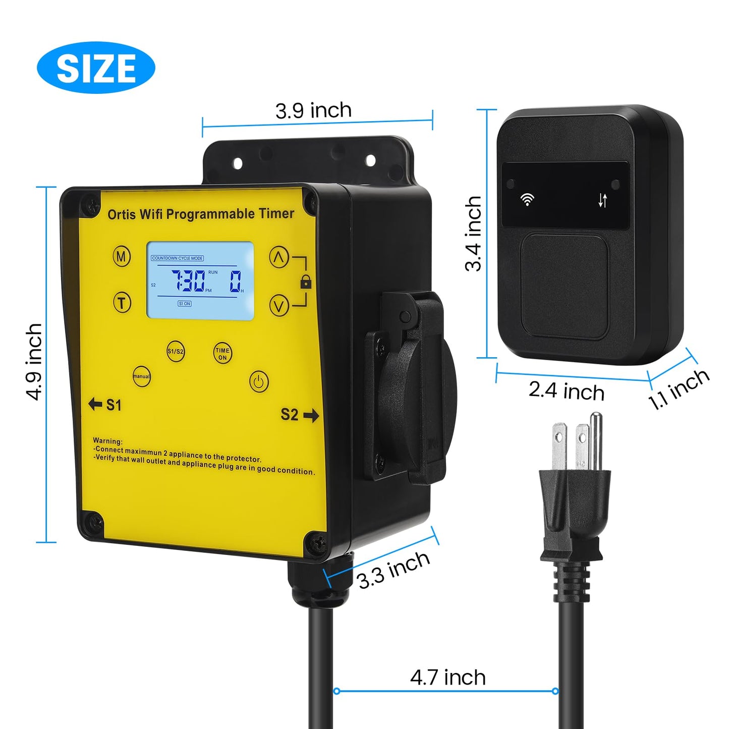 WiFi Above Ground Pool Timer Switch - Ortis Smart Pool Timer with Smart Life App Control, Dual Outlet, Realize Switch and Timing on Your Phone, for Swimming Pools Filters Pumps & Landscape Lights