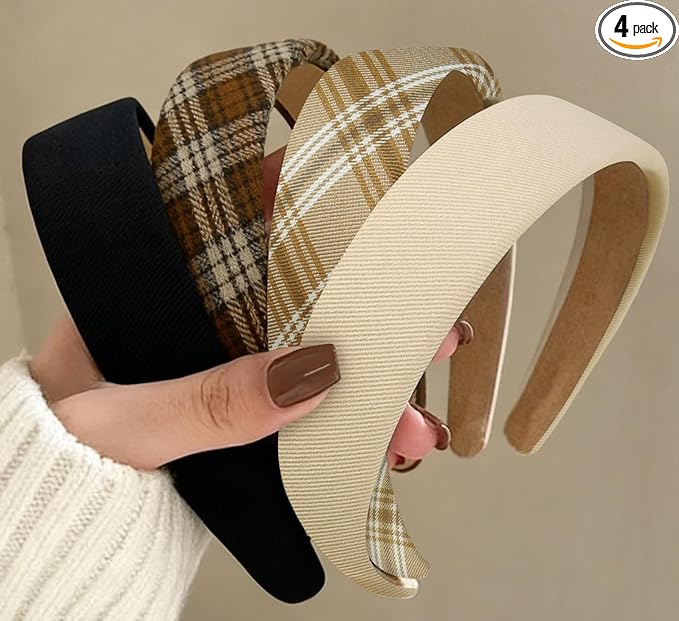 Huachi Headbands for Women Trendy Non Slip Headbands 1 inch Wide Cute Headband for Girls, Fall Head Bands Elastic Hair Bands Fashion Hair Accessories 4PCS