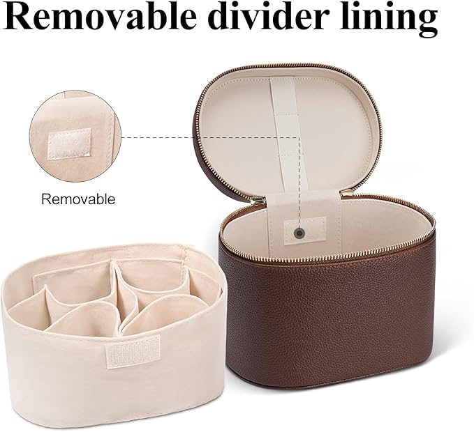 honitty Makeup Bag, Travel Make up Case with Compartments and Handle, Portable Cosmetic Organizer Bags,Toiletry Bag for Women