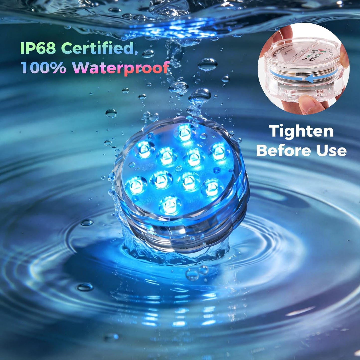 BITIWEND 2026 Upgraded Submersible LED Pool Lights with Remote, 10 LEDs IP68 Waterproof Floating Lights Battery Powered Lights for Hot Tub, Spa, Vase, Pond, Decoration, Party (4 Pack)