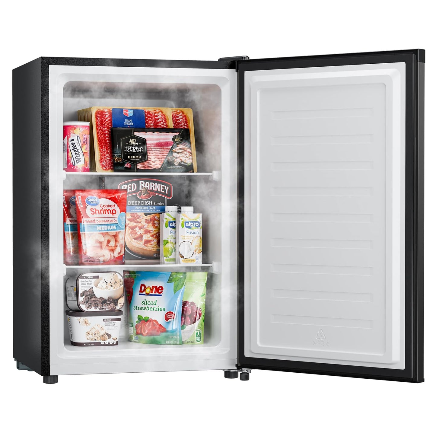 Upstreman 3.0 Cu.ft Small Mini Freezer Upright Freezer Black with Reversible Door, Fast Cooling, 5 Adjustable Thermostat, Stand Up Freezers with Ice Trays Defrosting Tools for Home, Dorm (Black)