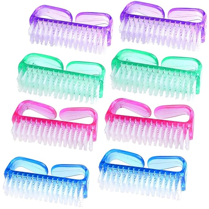 Handle Grip Nail Brush, Nail Cleaning Brushes Pedicure Scrubbing tool, Toes Fingernail Brush Scrub Cleaner kit for Men and Women 8 Pack (Multicolor)