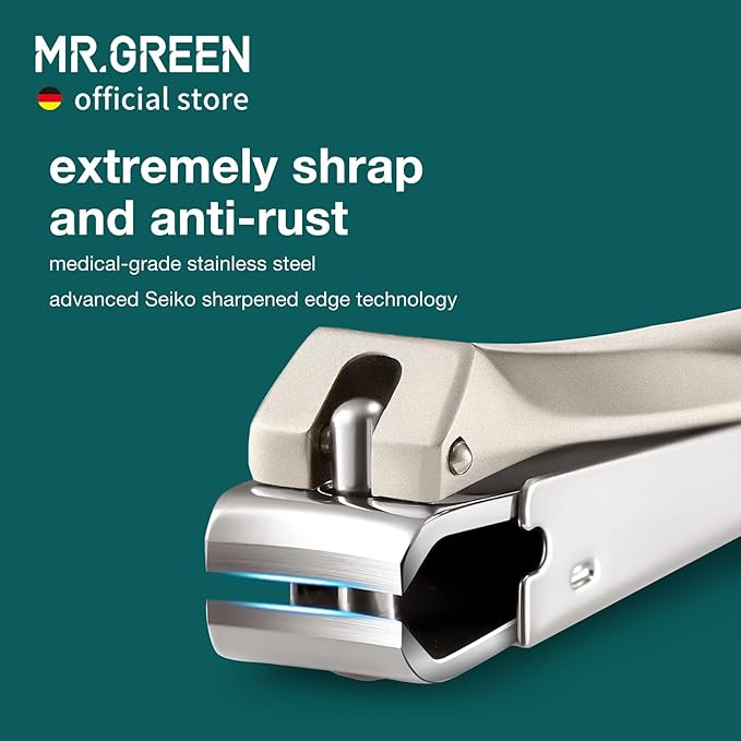 MR.GREEN Nail Clippers Stainless Steel Anti Splash Fingernail Cutter Manicure Tools Bionics Design Pedicure Scissor Nail Trimmer (Nail Clipper (Large))