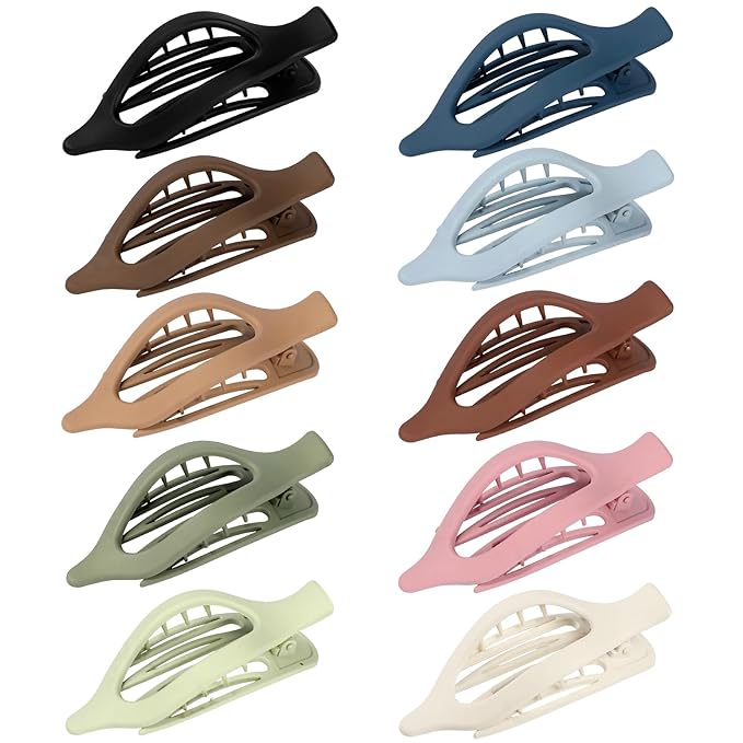 10 Pcs Flat Hair Clips for Women French Concord Claw Clips for Thick and Thin Hair Claw Clips Duck Billed Barrettes Hair Accessories for Women and Girls (Dark Colorful)