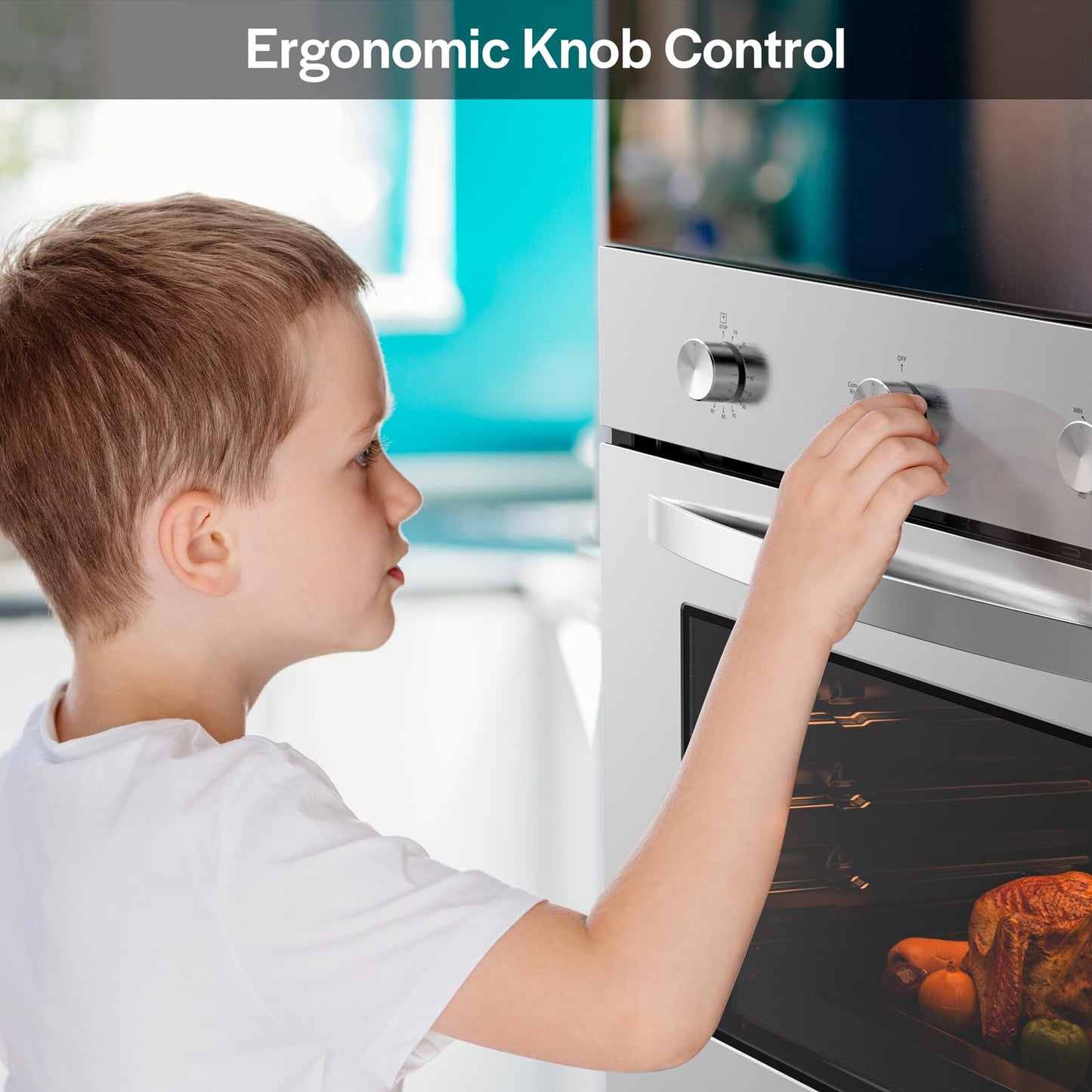Empava 24 Inch Natural Gas Single Wall Oven in Stainless Steel, 5 Cooking Modes, Convection and Rotisserie Function, 2.3 Cu.ft, 13600 Btu/h