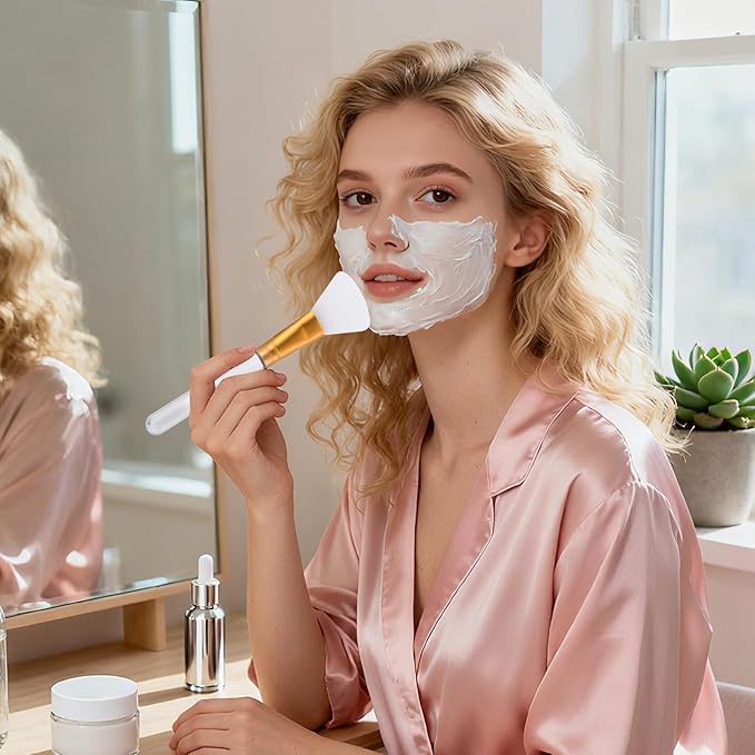 LORMAY Jelly Brush | 2 Pcs Silicone Face Mask Brushes | Mask Application Tool for Even Coverage | Skincare Enhancer | Durable Silicone | Easy to Clean | All Skin Types (Fan-shaped Head)
