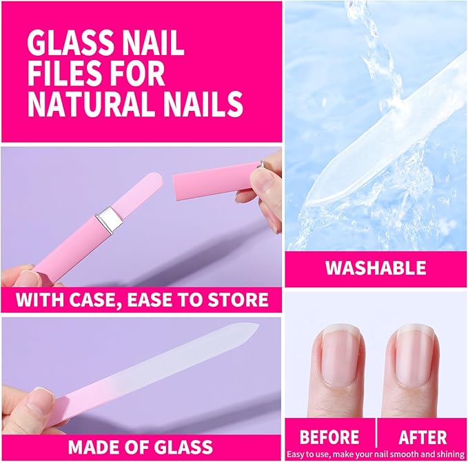 FANDAMEI Nail Kit, Nail Tools with Cuticle Trimmer, Glass Nail File, Nail Files for Natural Nails, Cuticle Nippers, Cuticle Pusher, Nail Care Kit, Manicure Kit for Women