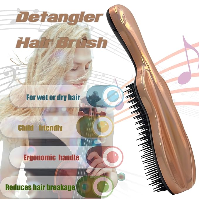 WYNK Hair Brush Detangler for Adults & KidsÃ¯Â¼ÂDetangling Comb Hair Styling Tools & Appliances for Natural/Wavy/Curly/Coily/Wet/Dry/Oil/Thick/Straight/Long Hair (Champagne Gold Electroplate)
